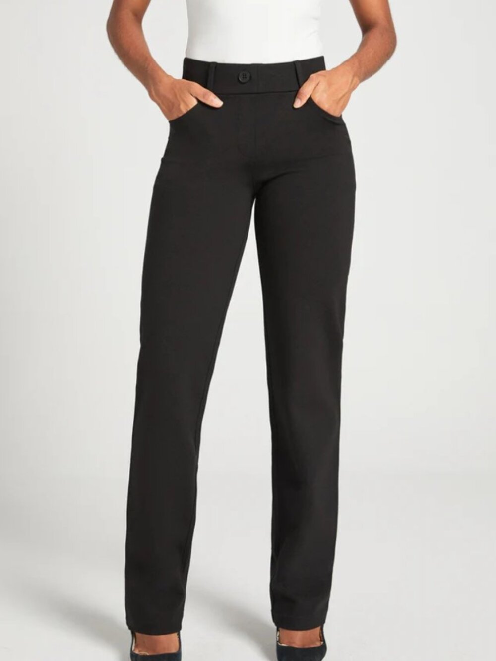 New Betabrand Black Straight 7 Pocket Dress Pant Yoga Pants 2X